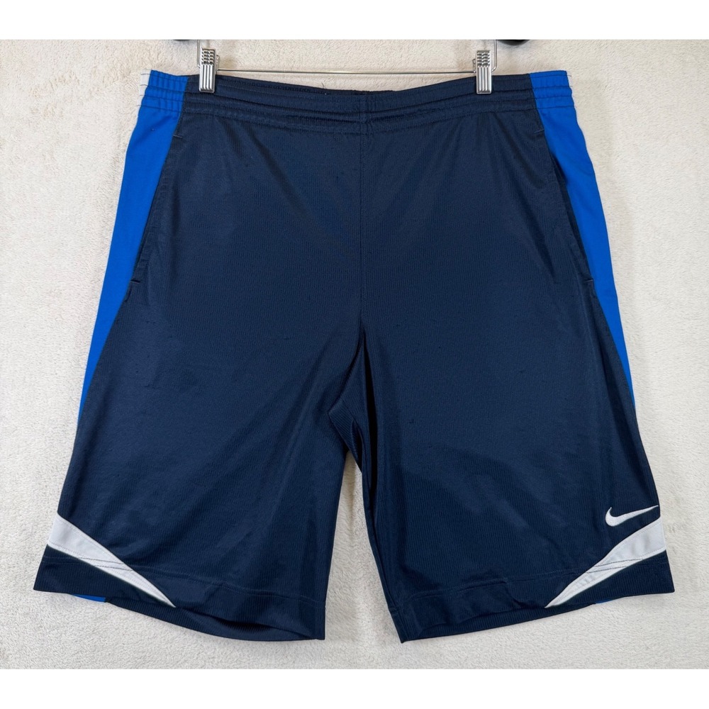 Nike Basketball Performance Shorts Mens Medium Navy Blue White Athletic Gym